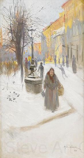 Alf Wallander Artillerigatan in Winter Dress Spain oil painting art